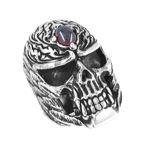 Heavy Vintage Stainless Steel Gothic Skull Biker Men Ring SWR0114 - Click Image to Close
